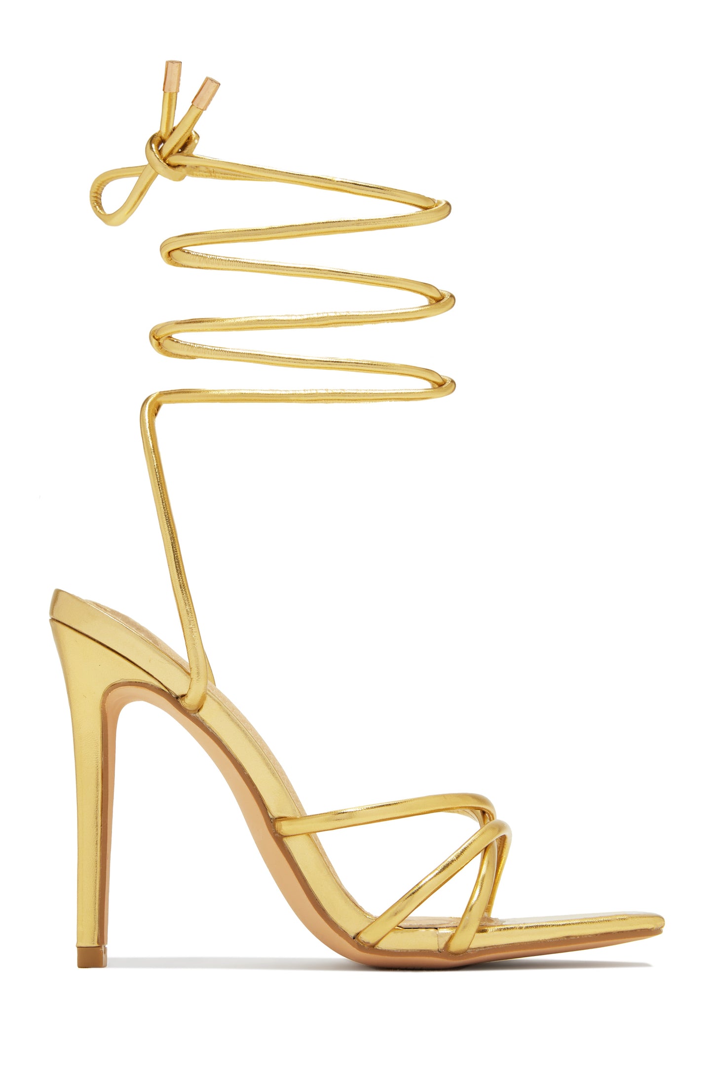 Holly Lace Up Strappy Heels - Nude