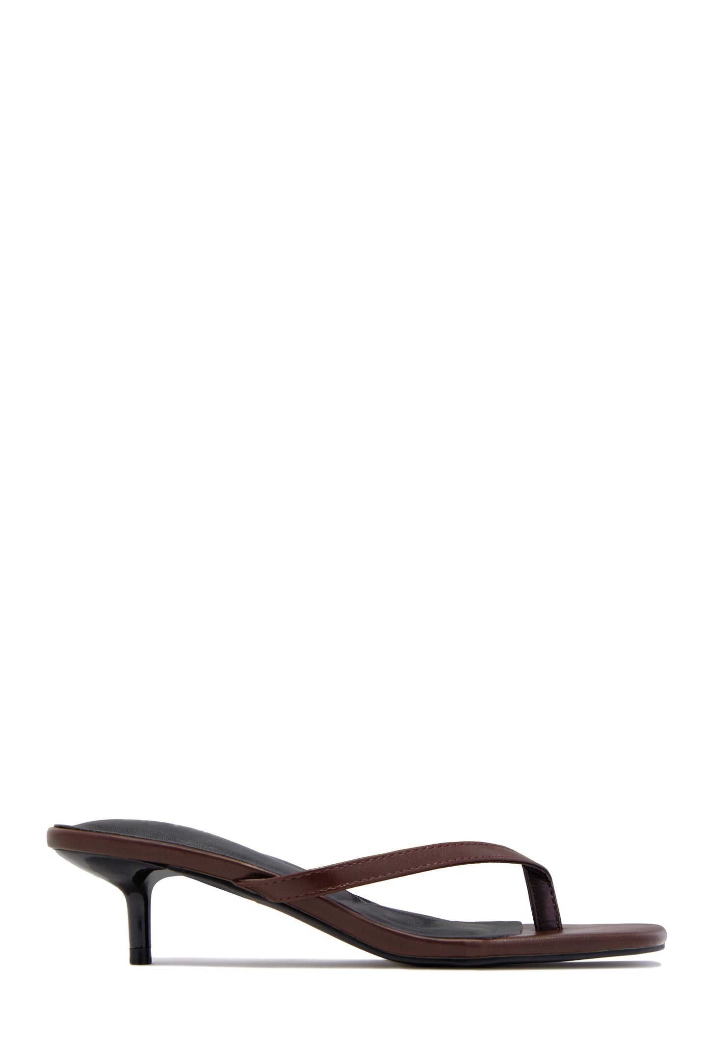 Mila Thong Strap Mid Heels - Brown