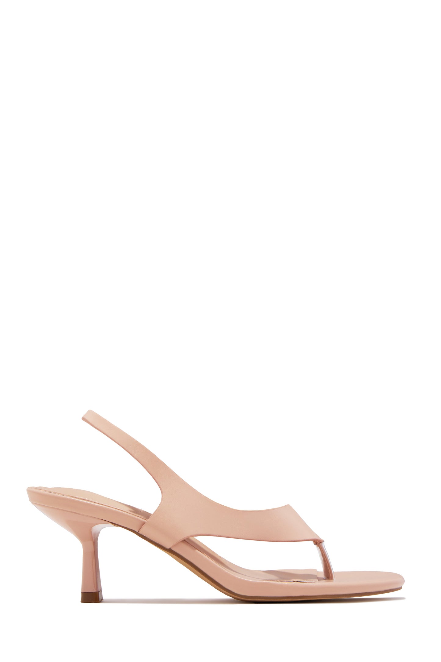 Eymi Thong Strap Slingback Mid Heels - Nude
