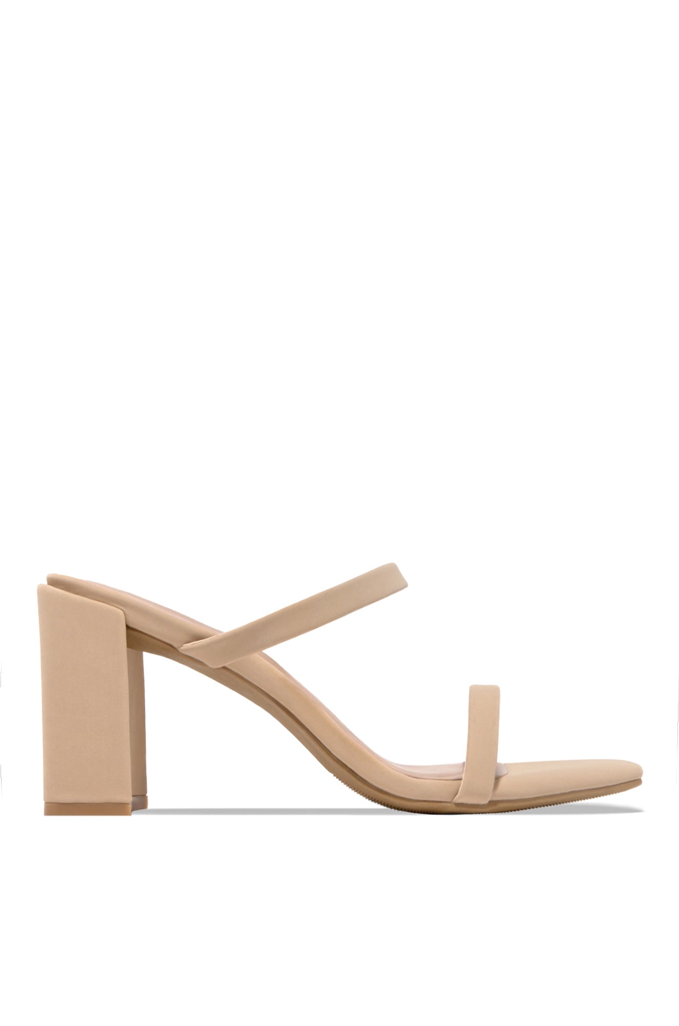 Summer Date Block Heel Mules - Nude