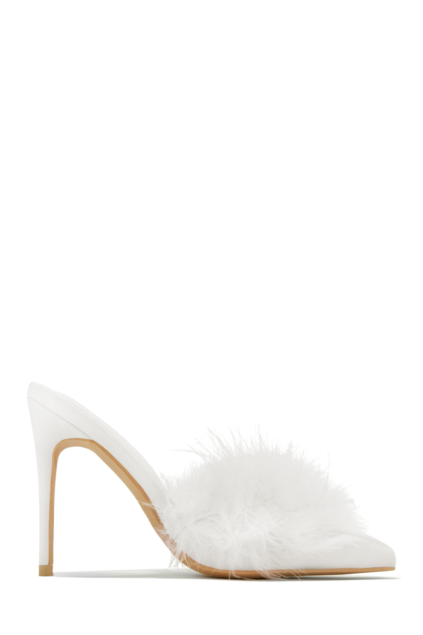 Lorelai Faux Feather Mule Heels - Lime