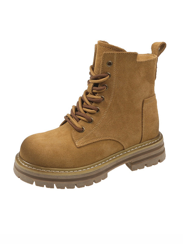 Hollow Split-Joint Tied Zipper Platform Boots