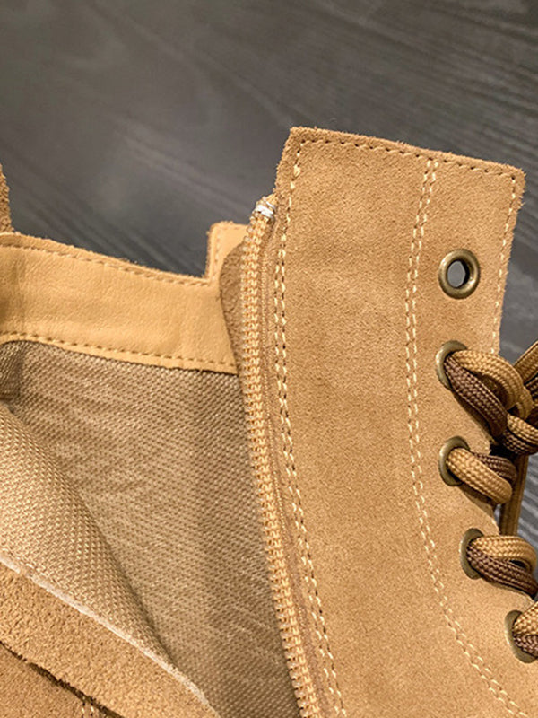 Hollow Split-Joint Tied Zipper Platform Boots