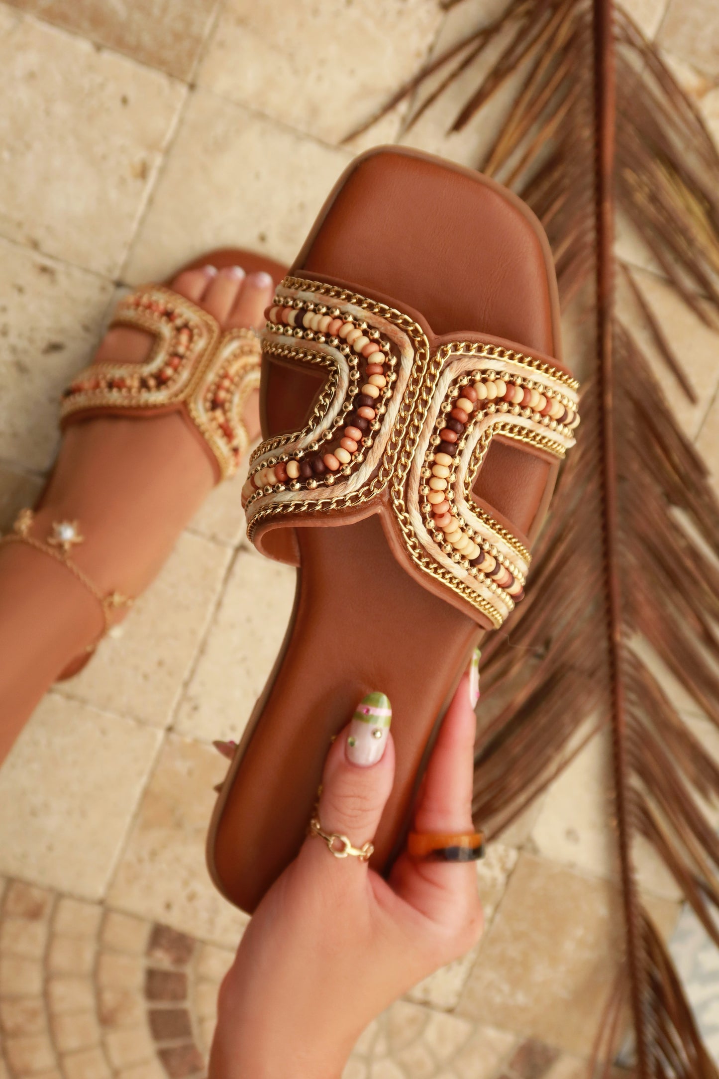 Tulum Slip On Sandals - Tan