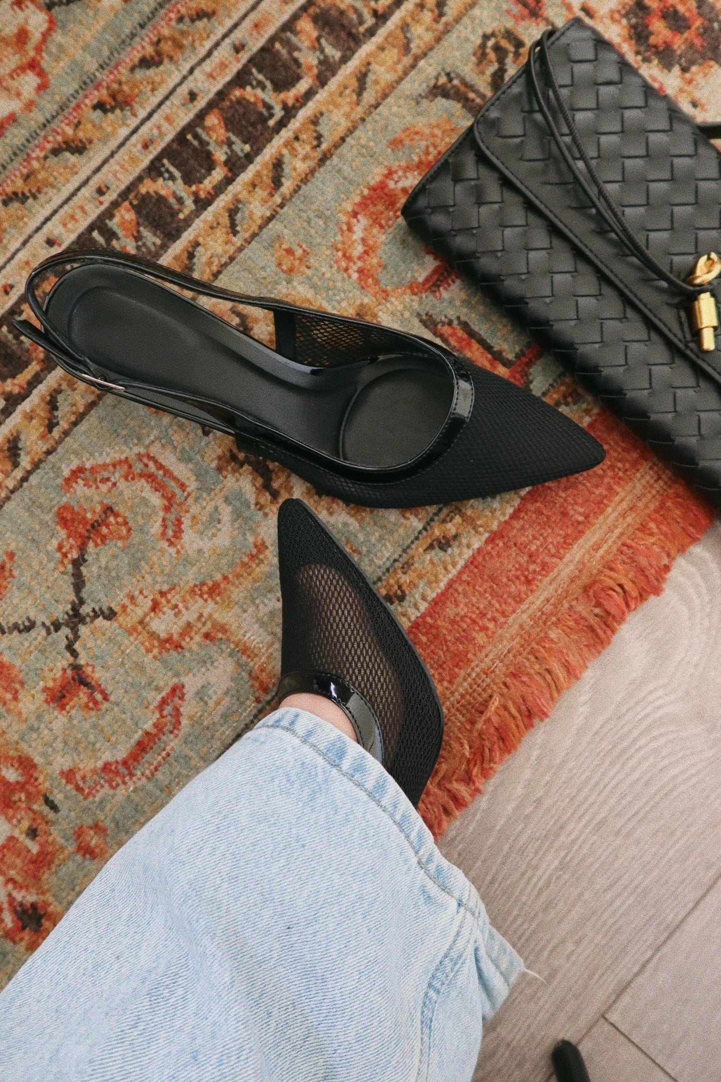 Chloey Slingback Mid Heel Pumps - Black