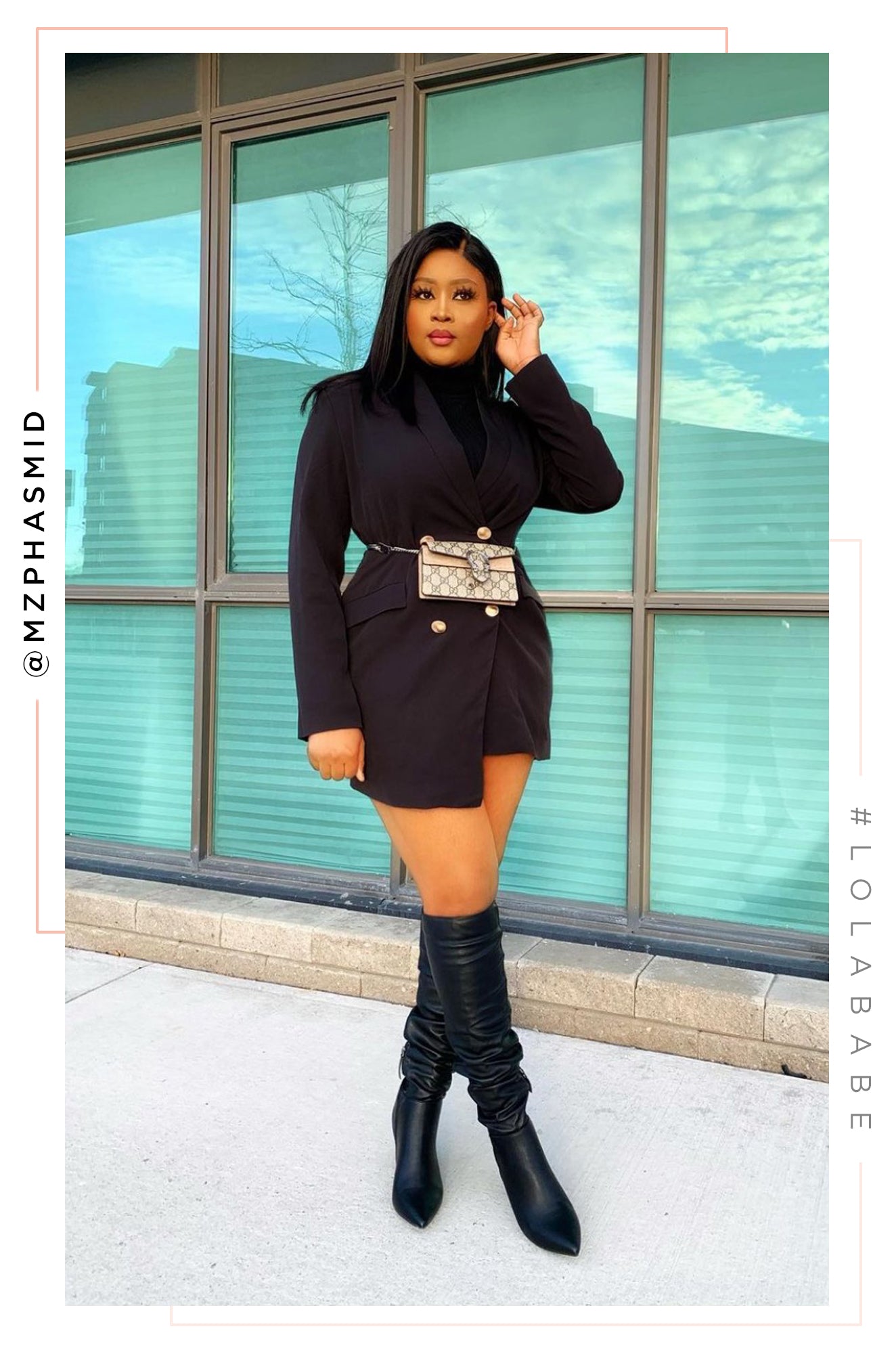 Fine Time Block Heel Knee High Boots - Black