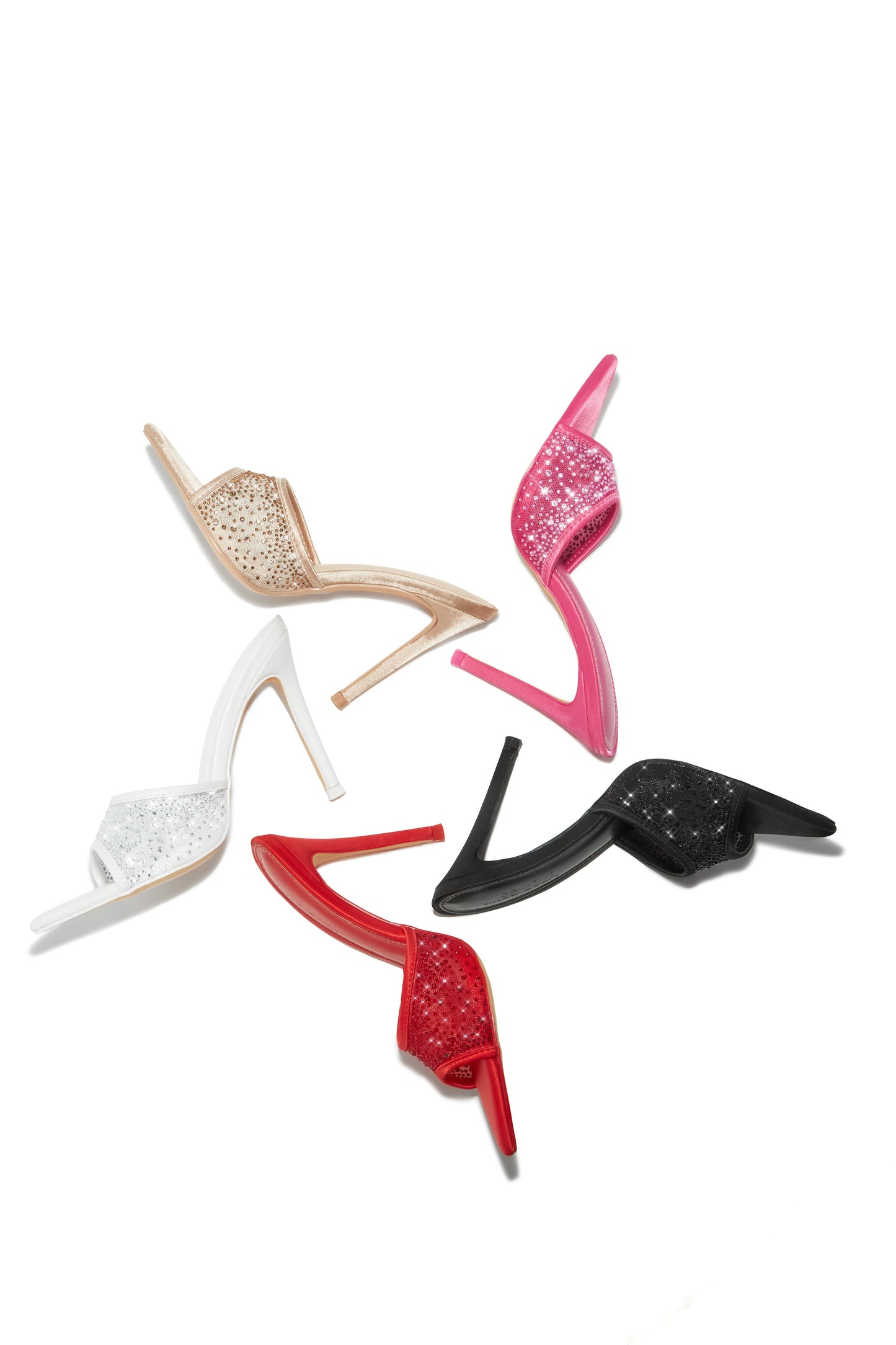 Kari Embellished High Heel Mules - White