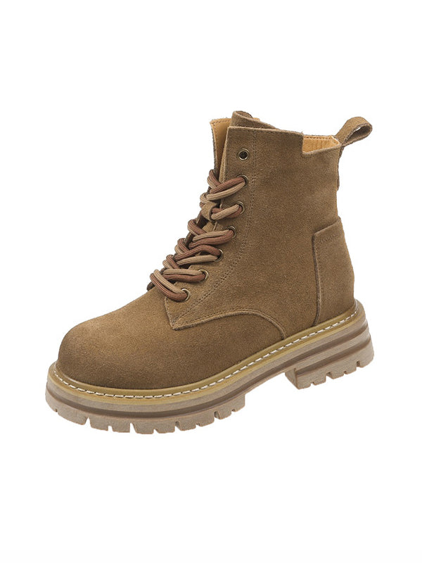 Hollow Split-Joint Tied Zipper Platform Boots
