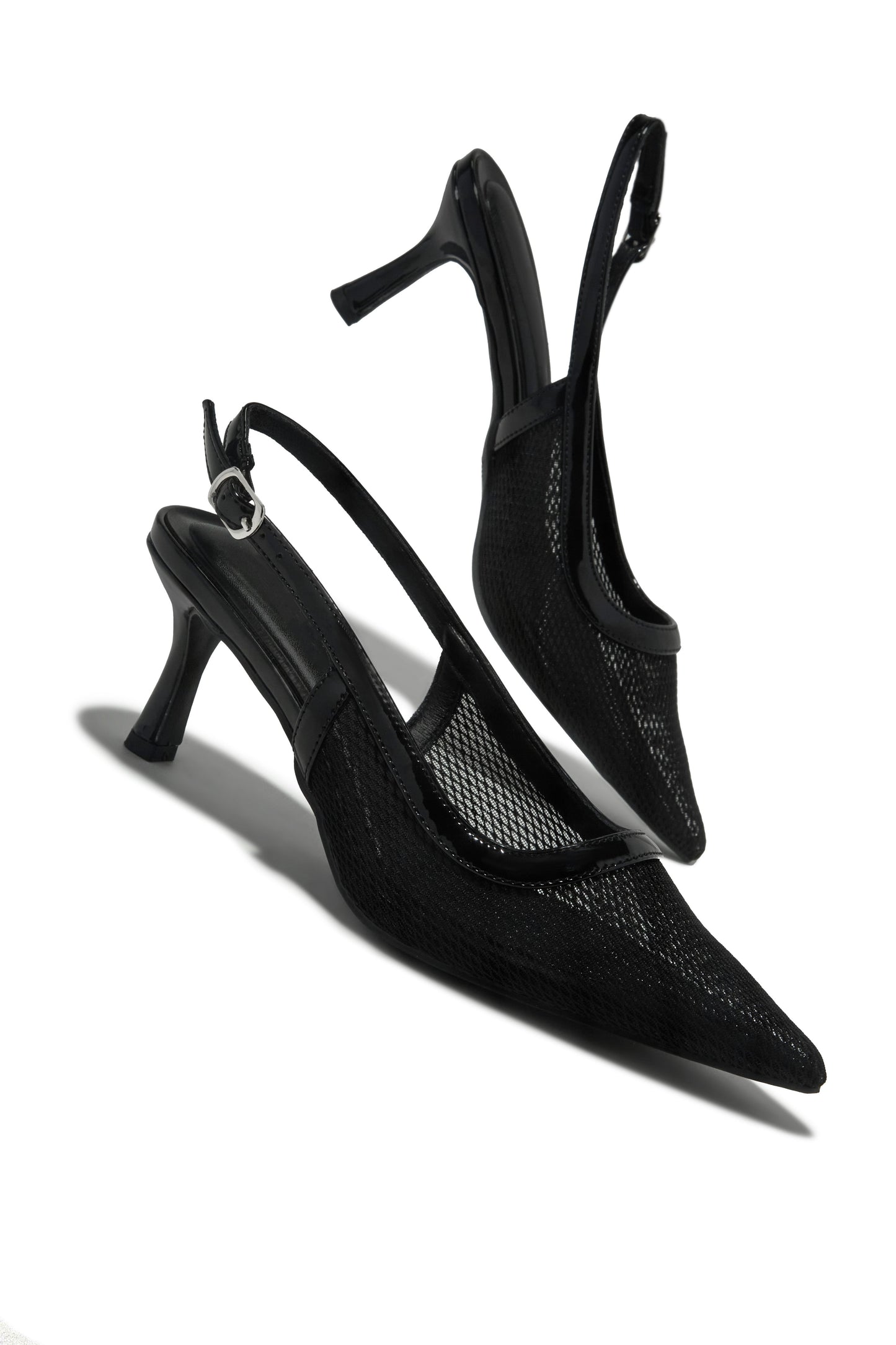 Chloey Slingback Mid Heel Pumps - Black