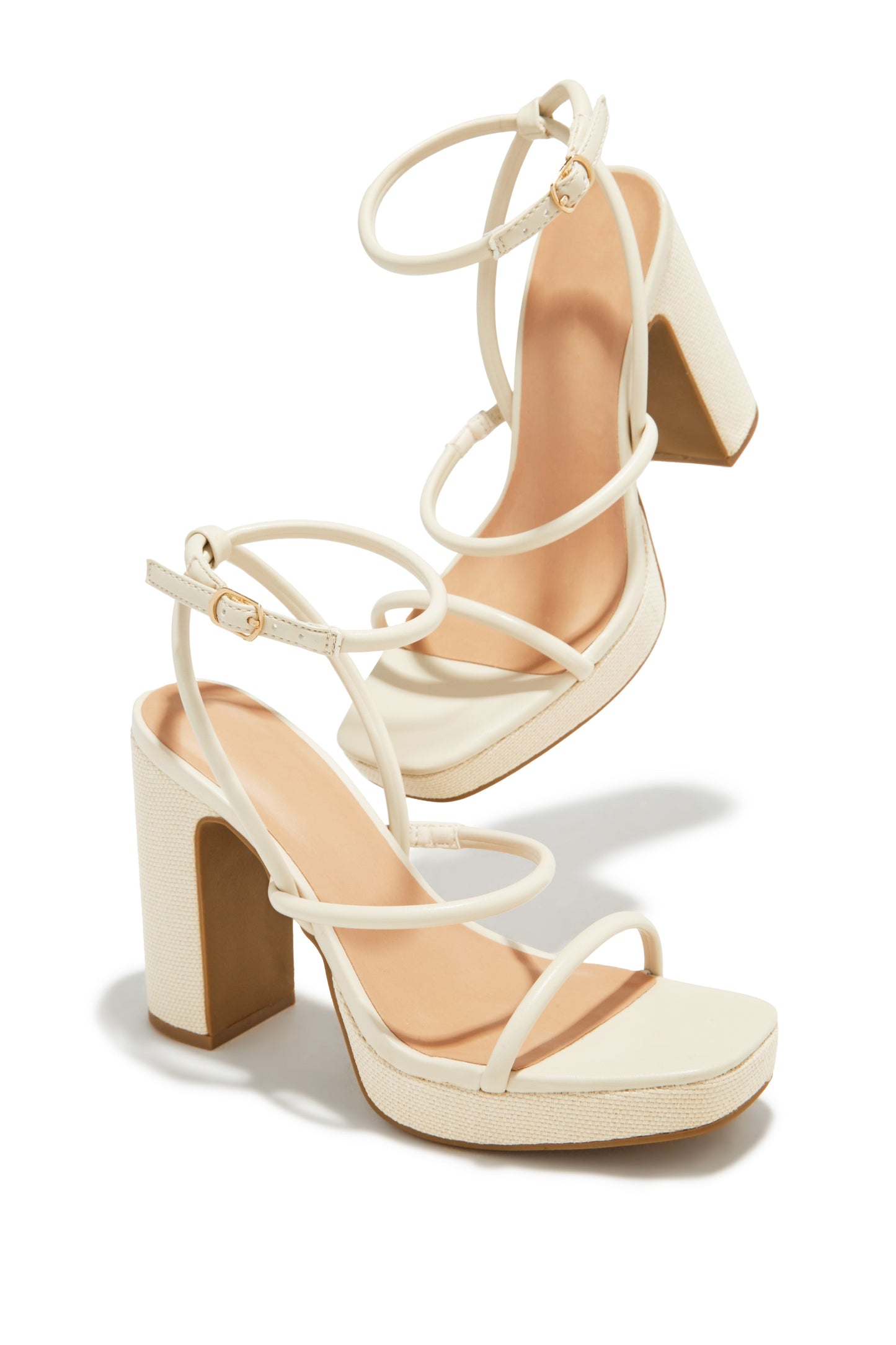 Thalia Platform Block Heels - Bone