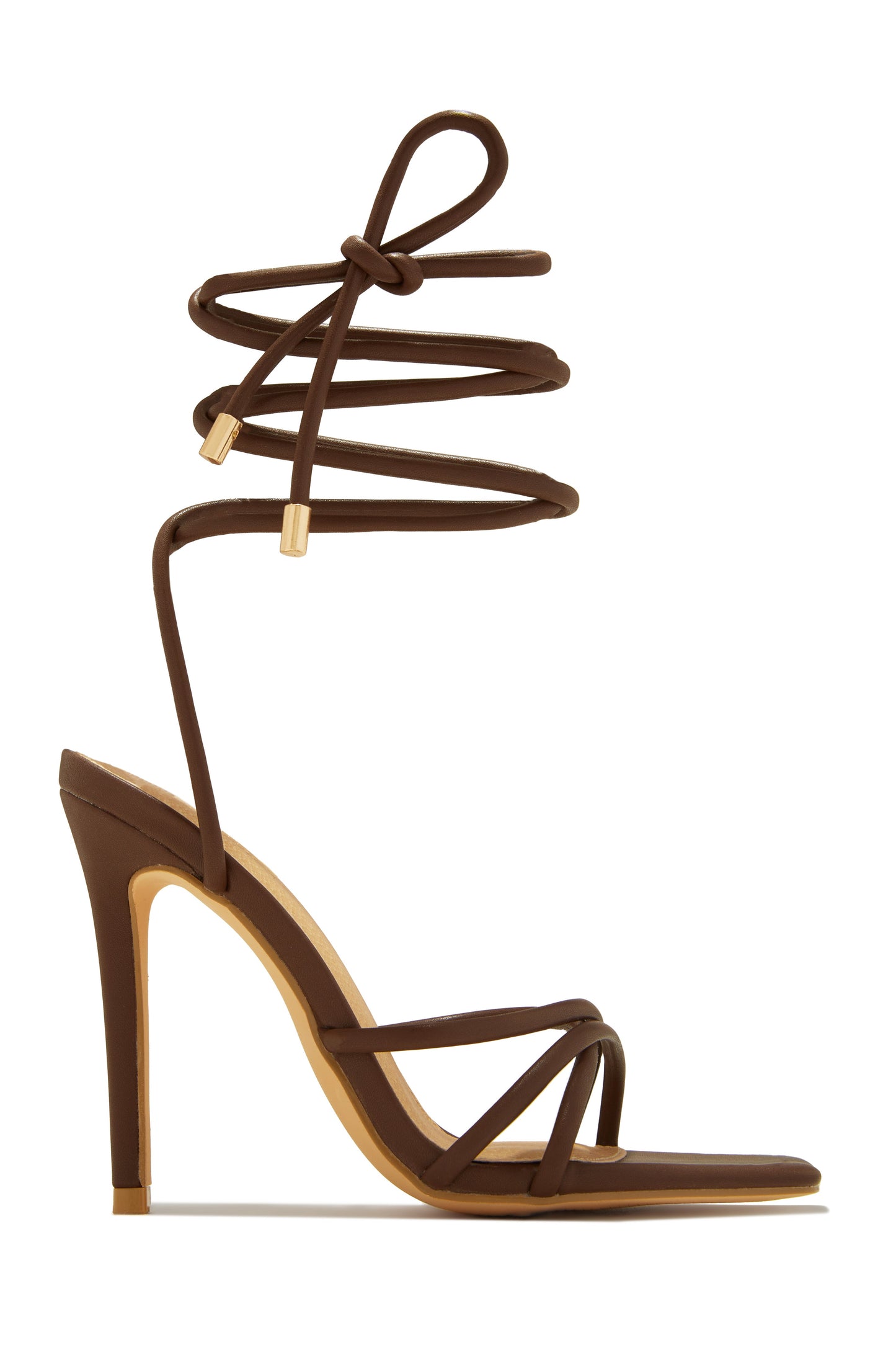 Holly Lace Up Strappy Heels - Nude