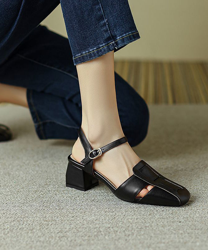 Chic Splicing Chunky Heel Sandals Yellow Faux Leather