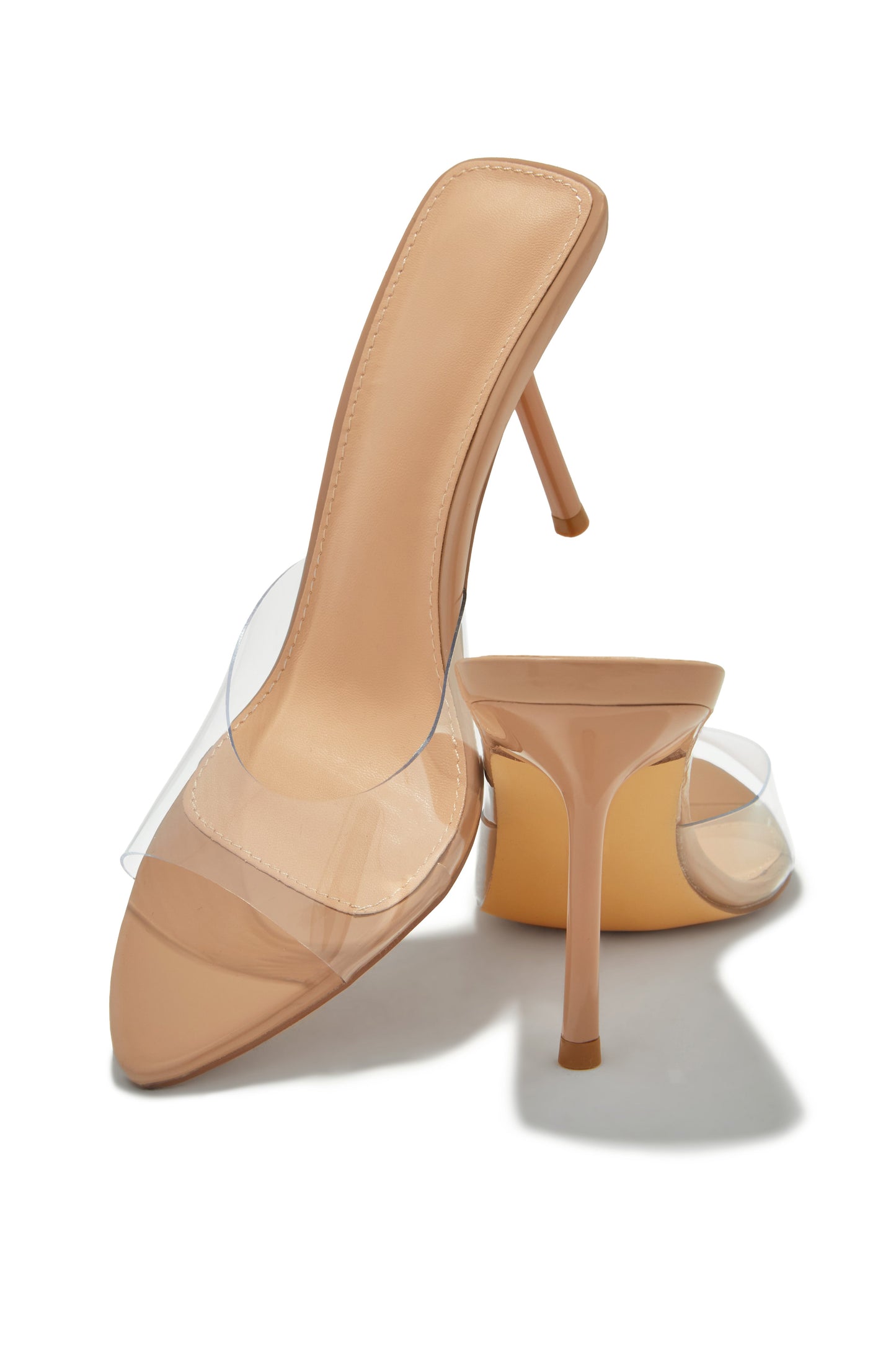 Naiya Open Pointed Toe Mule Heels - Clear