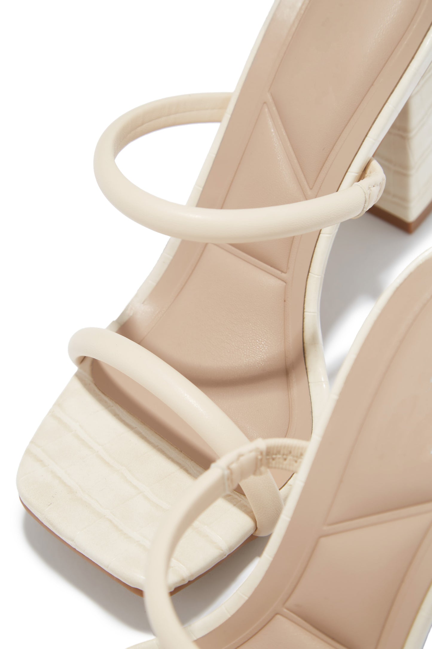 Jenna Block Heel Mules - Beige Croc