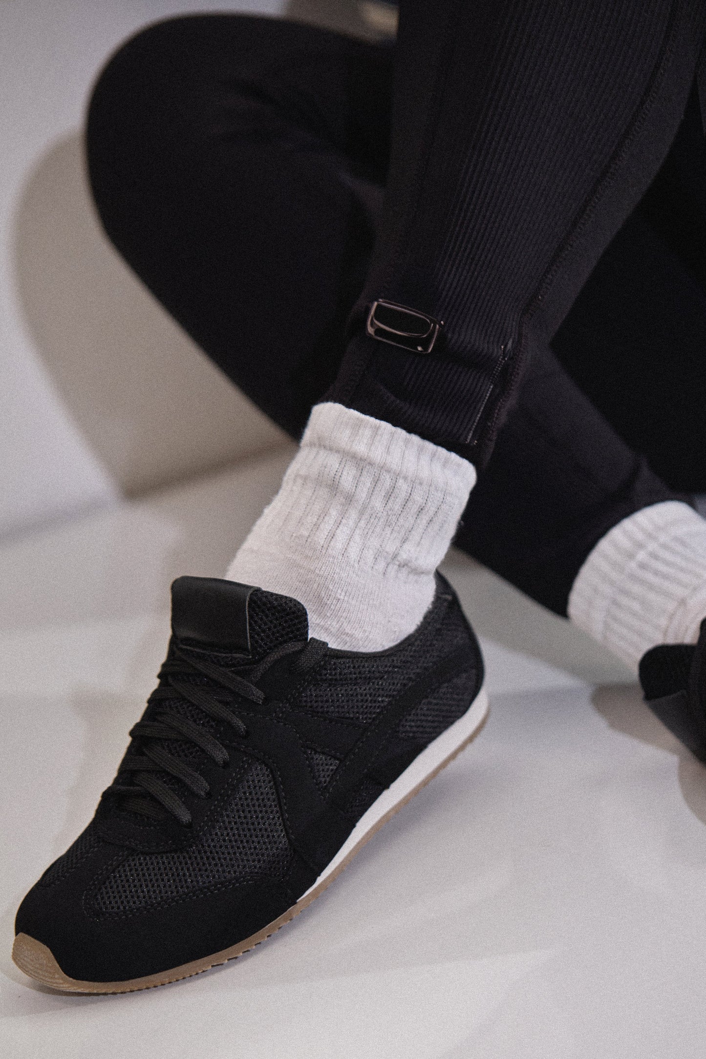 Downtown Stroll Lace Up Sneakers - Black