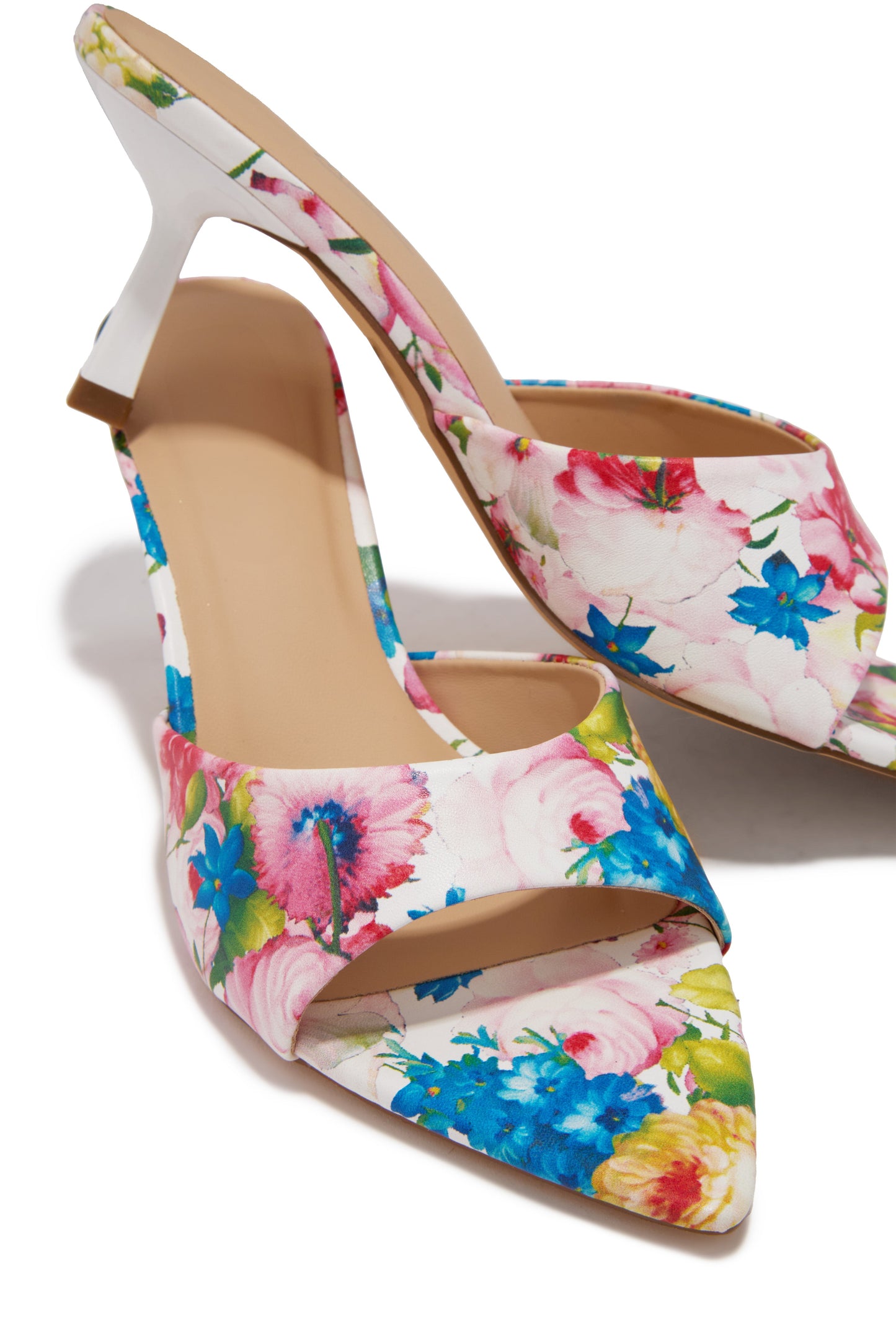 Kristie Mid Heel Mules - Floral