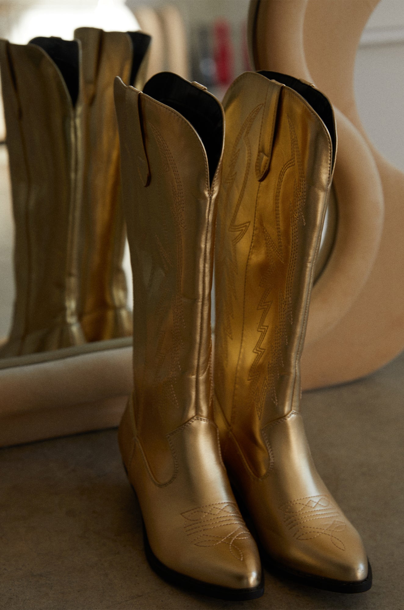 Millie Western Boots - Gold