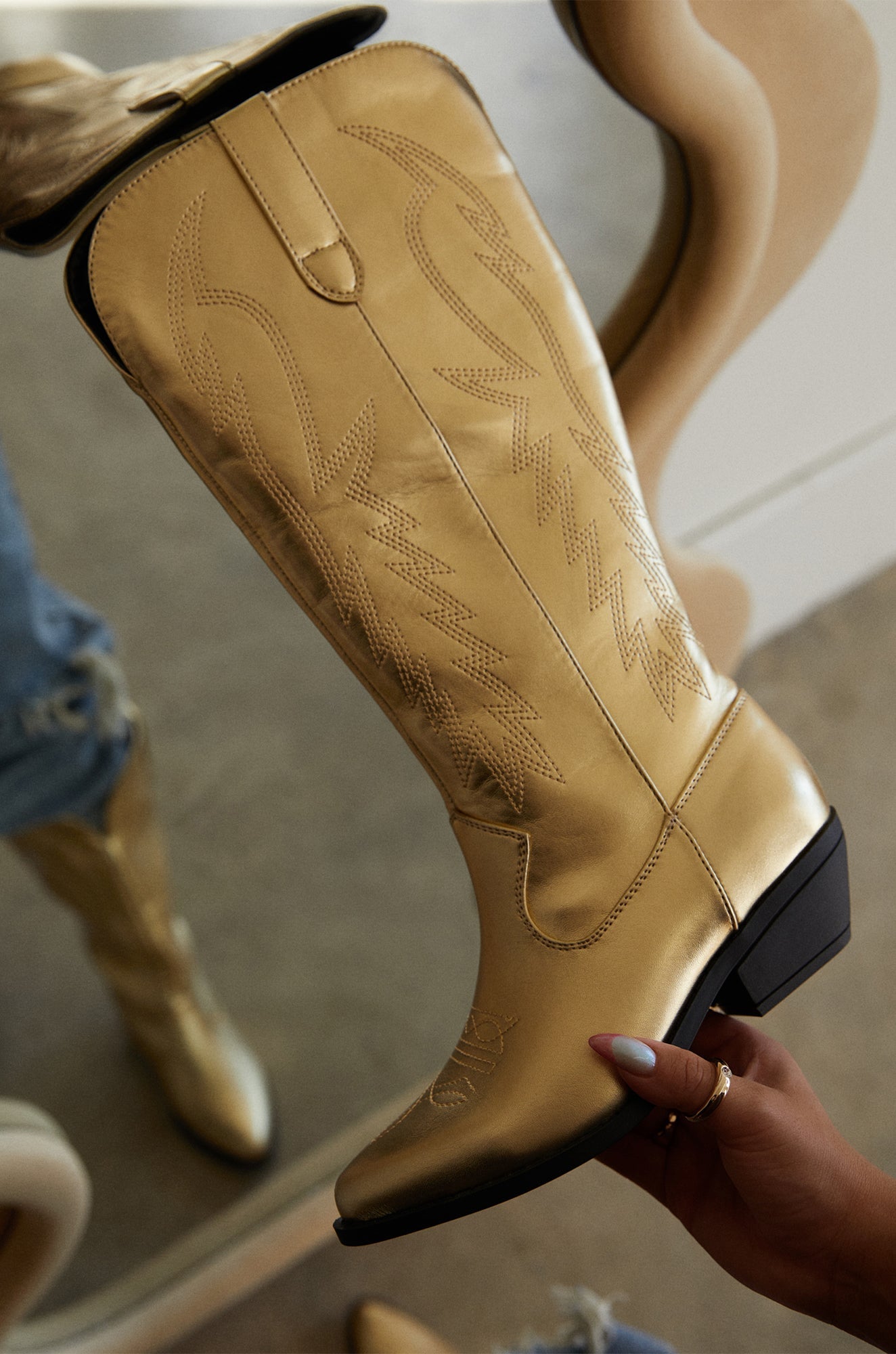 Millie Western Boots - Gold