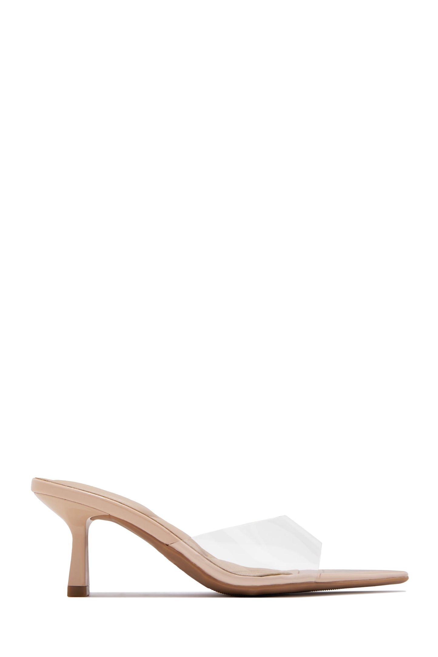 Ivanna Nude Mid Heel Mules - Clear