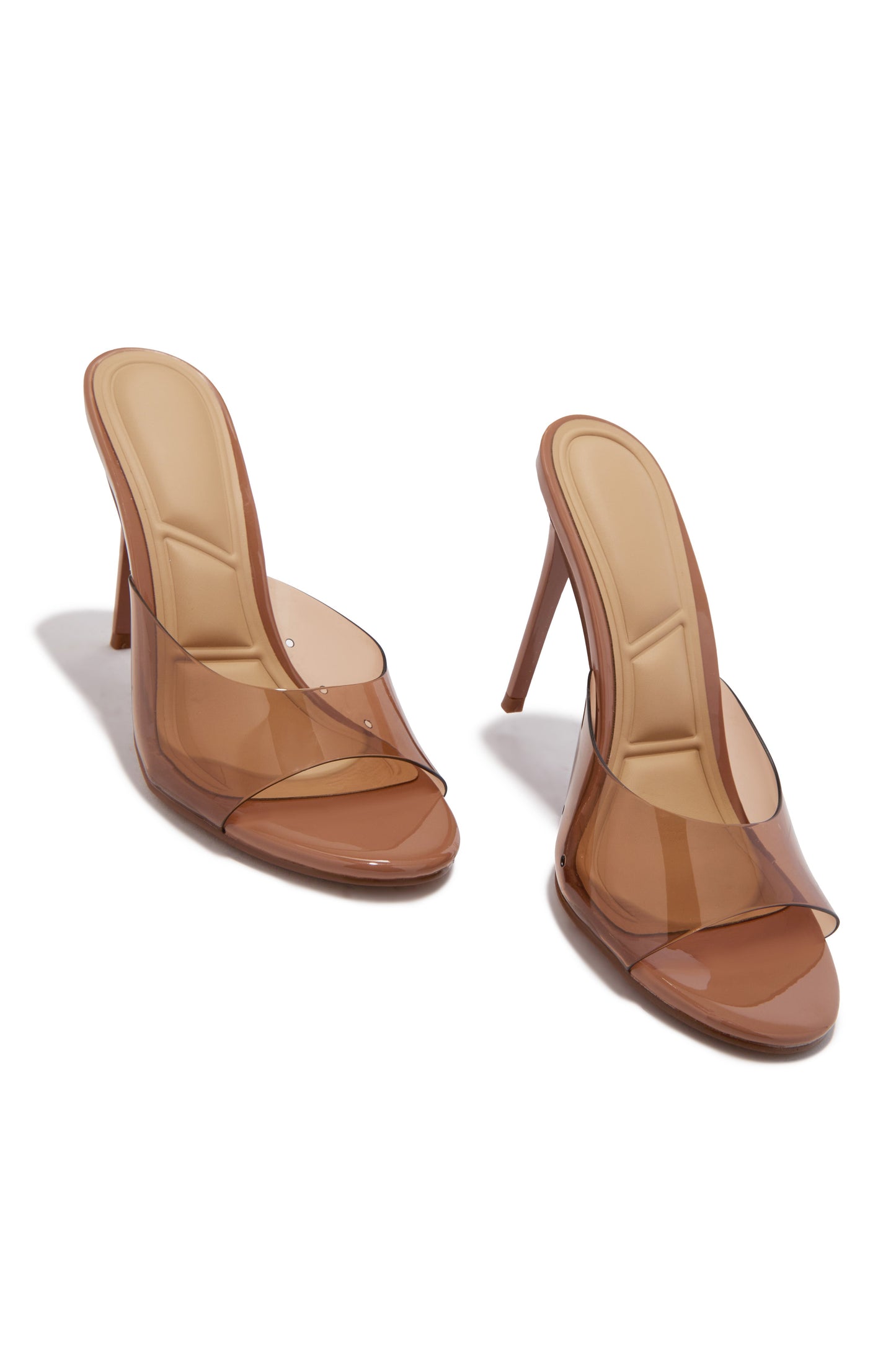 Lolita Clear Single Sole Mules - Tan
