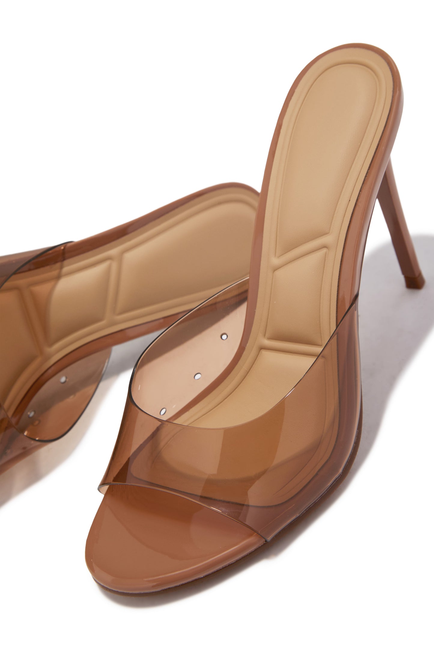 Lolita Clear Single Sole Mules - Tan