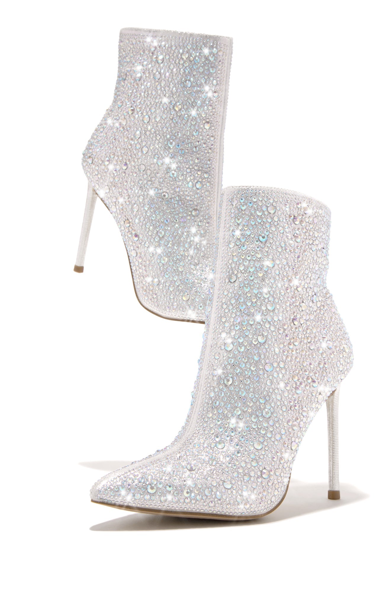 Alayah Embellished Ankle Boots - Silver
