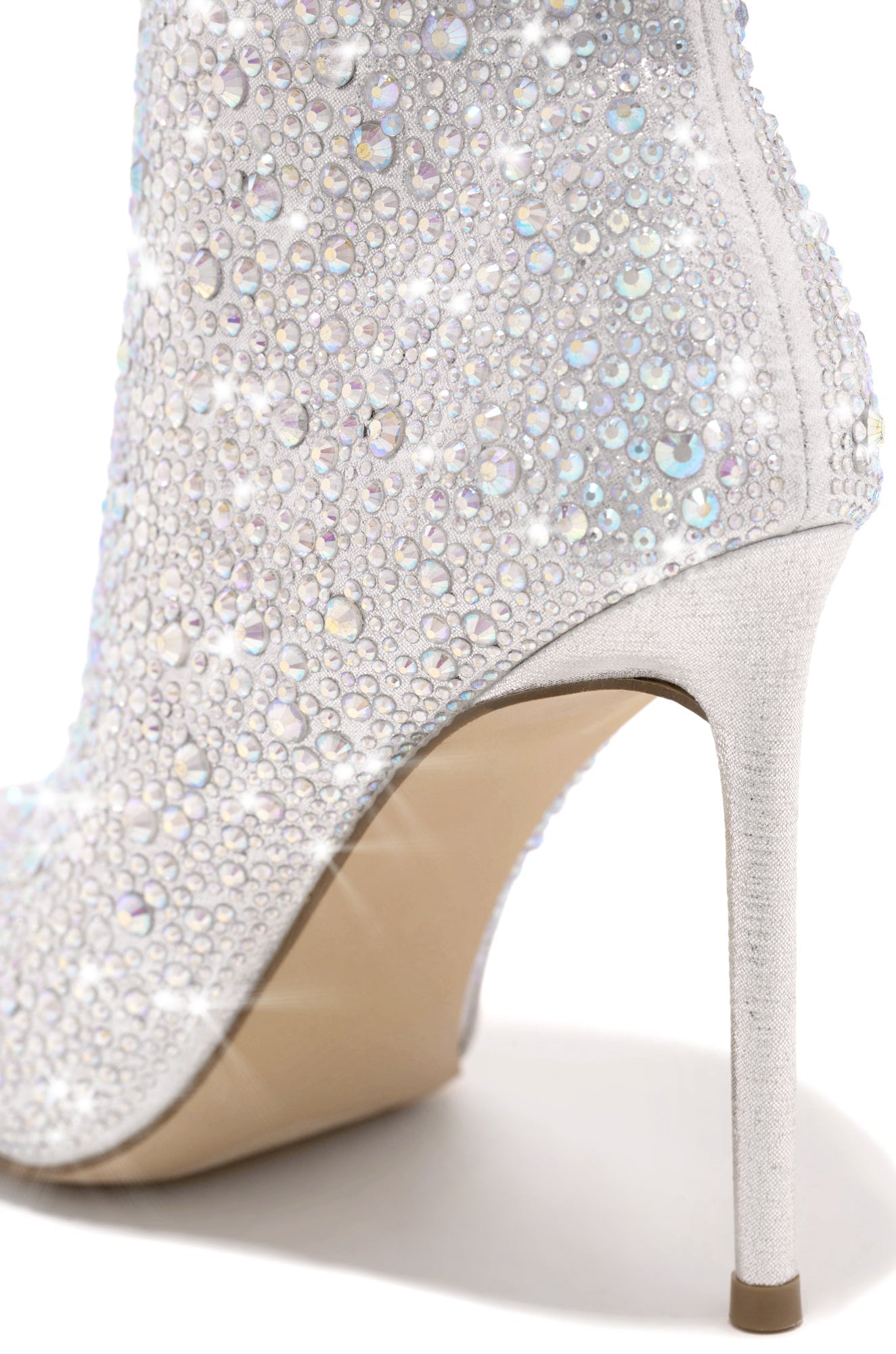 Alayah Embellished Ankle Boots - Silver