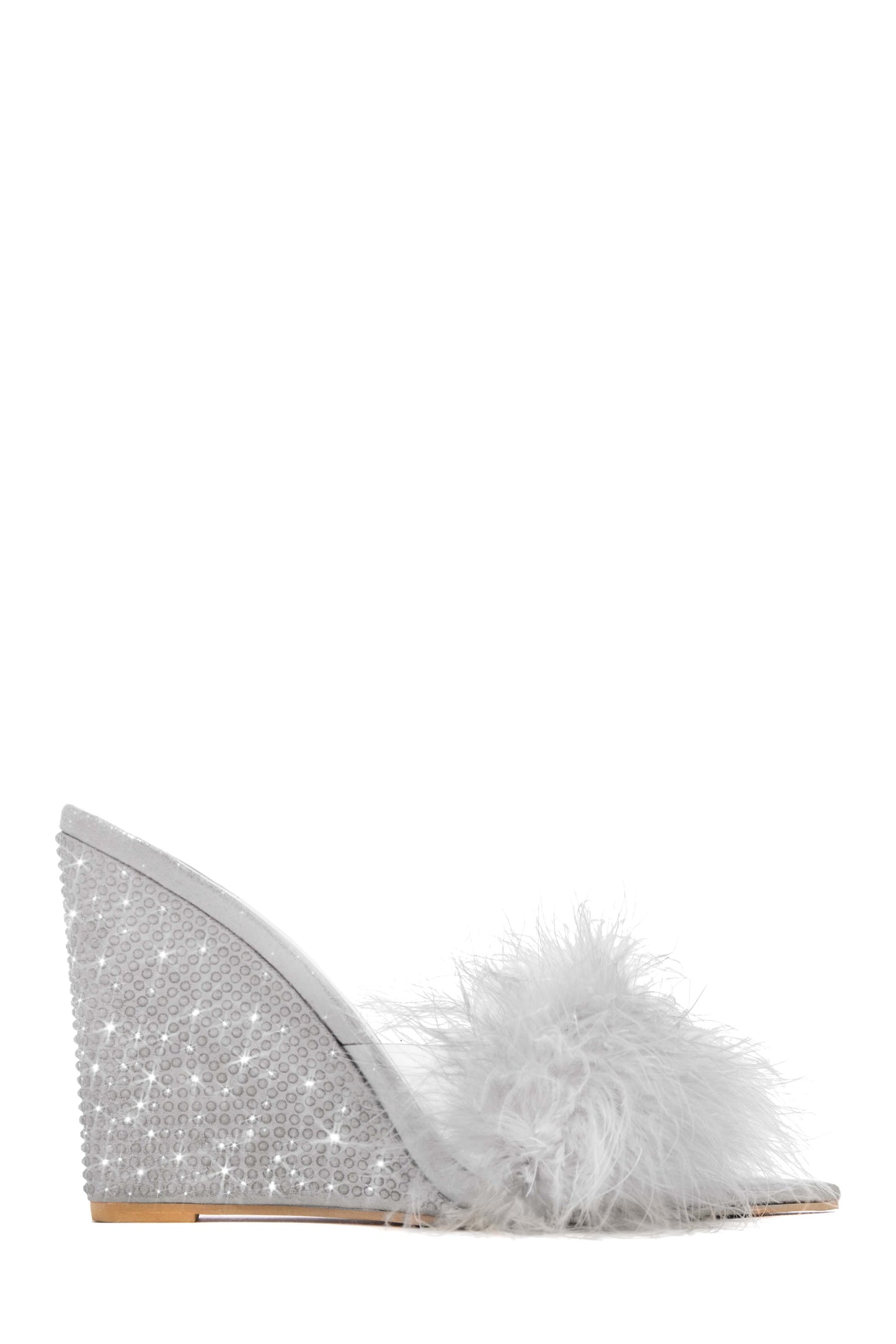Starla Embellished High Heel Mule Wedges - Orange