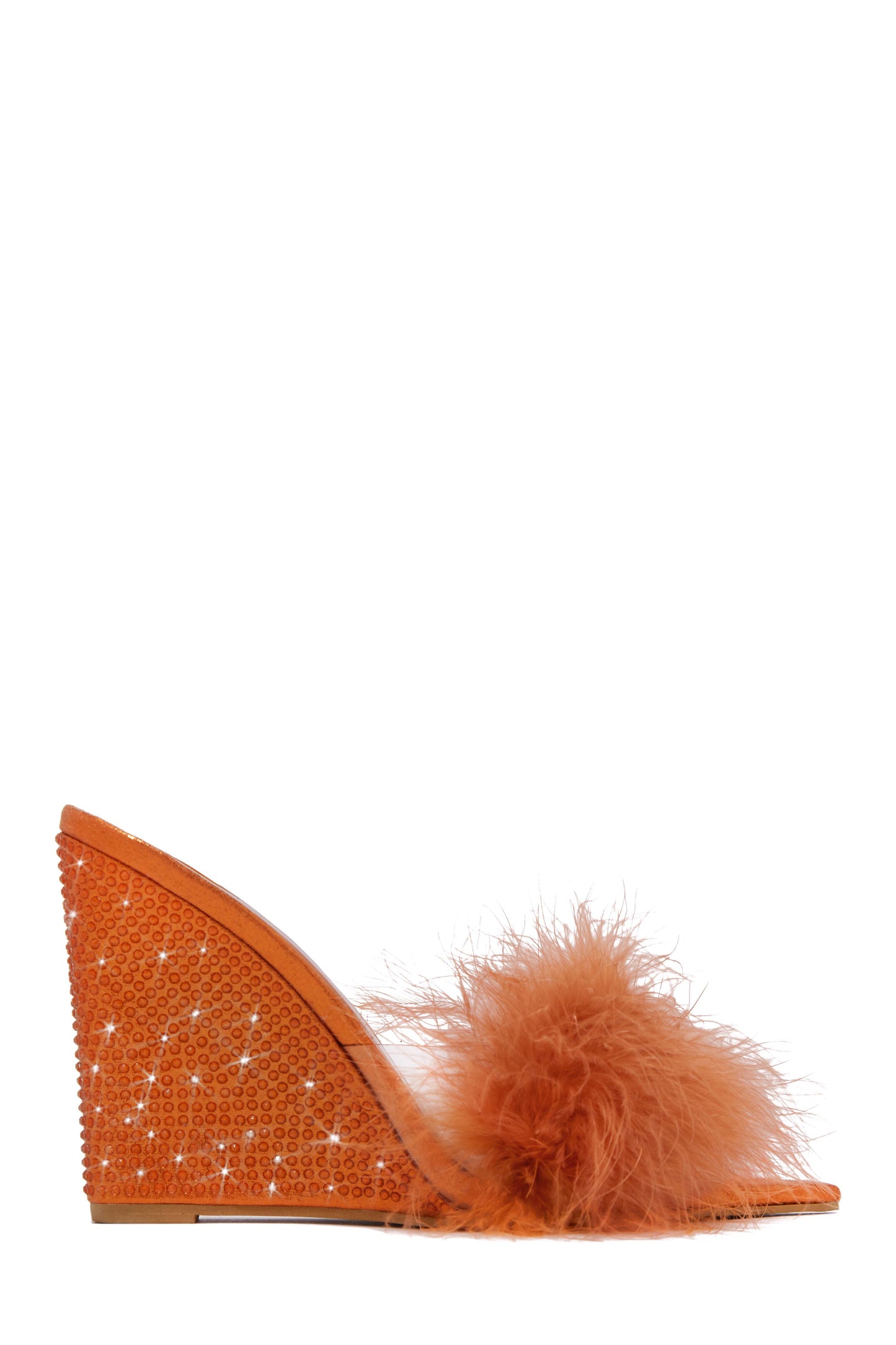 Starla Embellished High Heel Mule Wedges - Orange