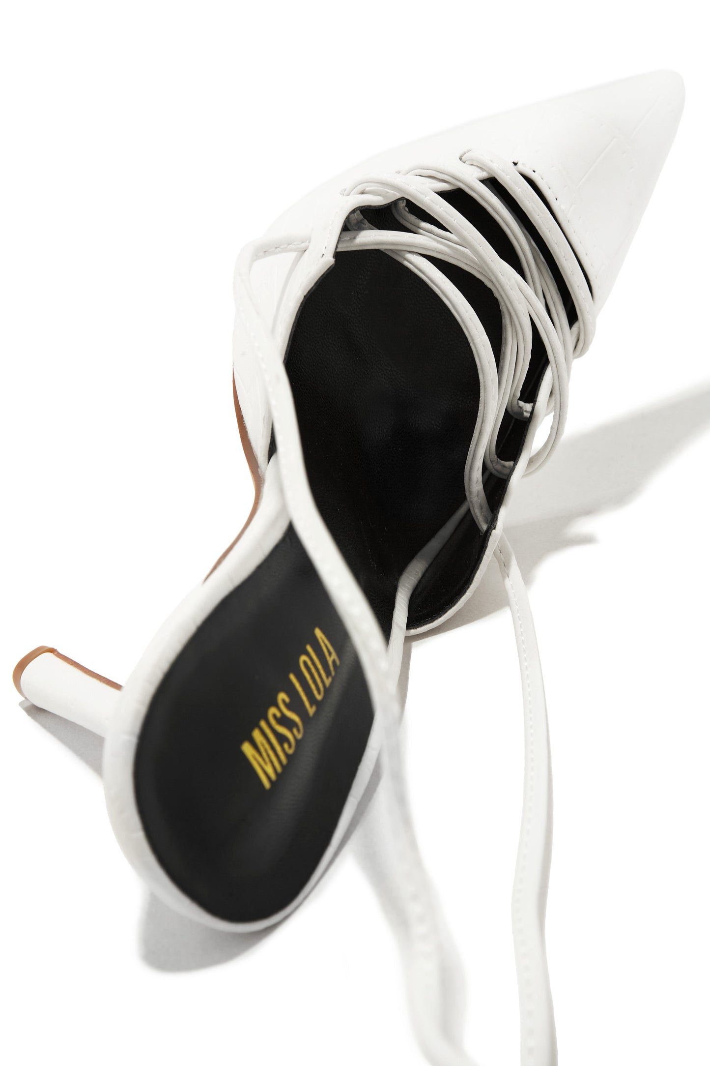 Simone Lace Up High Heel Pumps - White