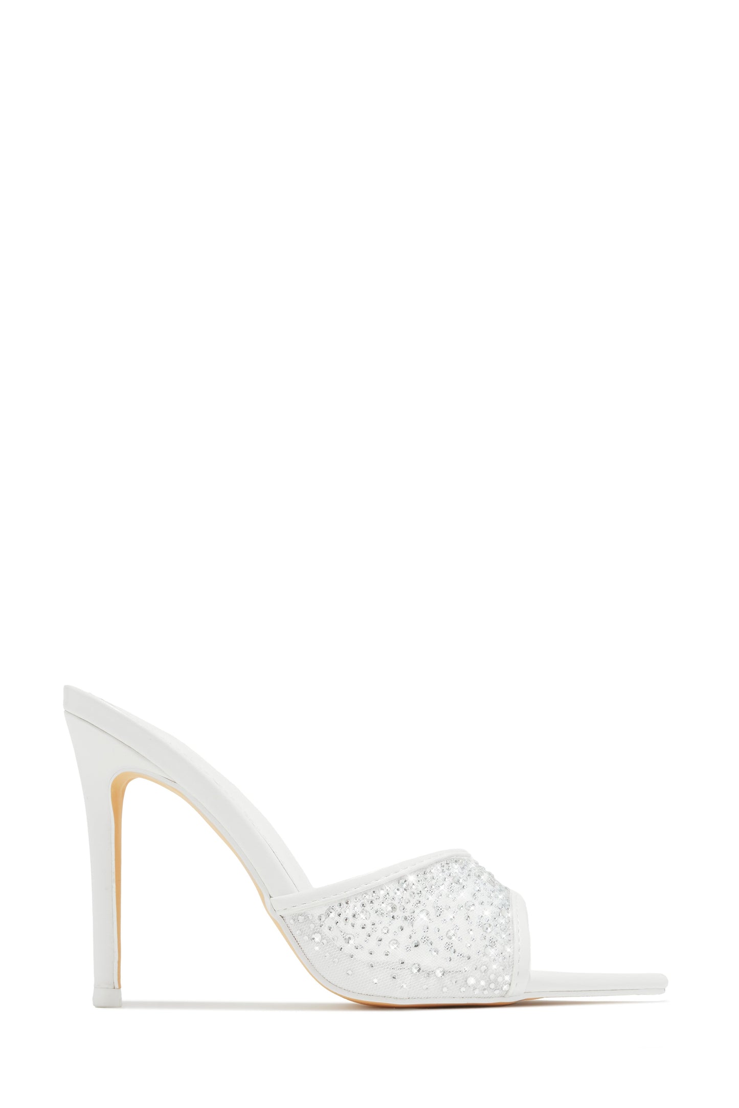 Kari Embellished High Heel Mules - White