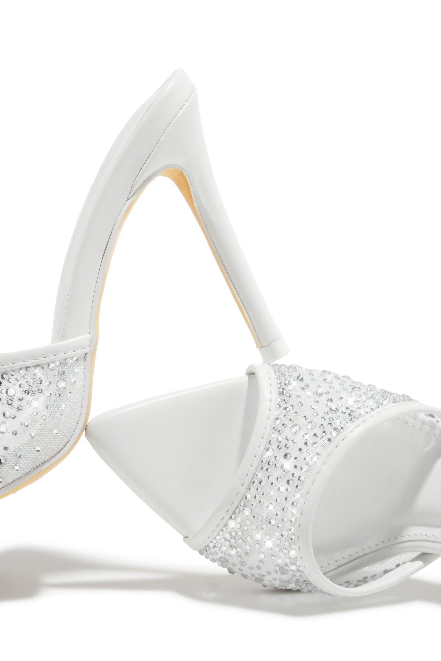 Kari Embellished High Heel Mules - White